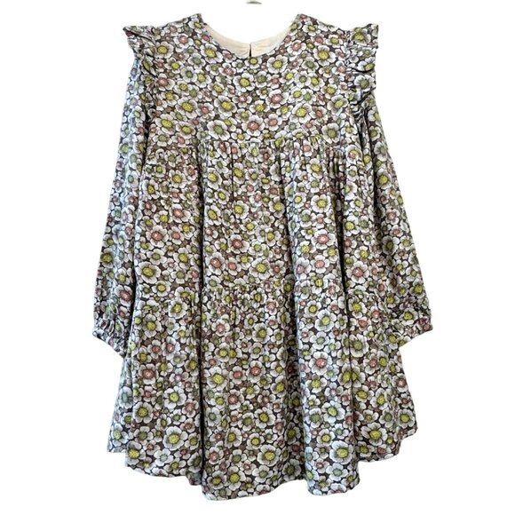 Mayoral Other - MAYORAL Stella Floral Dress Girls 6 116cm Mauve Ruffled Shoulders Long Sleeve